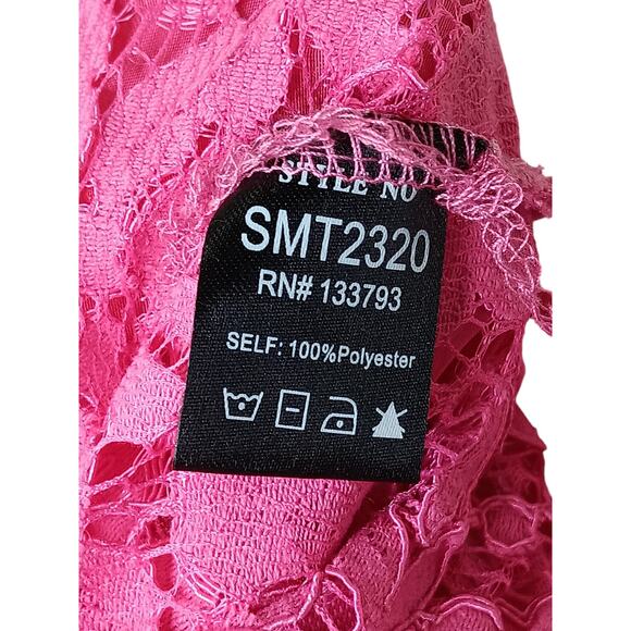 New without Tags POL Pink Lace Ruffle Flutter Sleeve Blouse Top Size Small - Picture 8 of 16